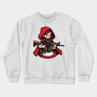 Tactical Little Red Riding Hood Adventure Tee: Where Fairytales Meet Bold Style Crewneck Sweatshirt